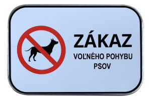 Značka Zákaz volného pohybu psů, 300x200mm