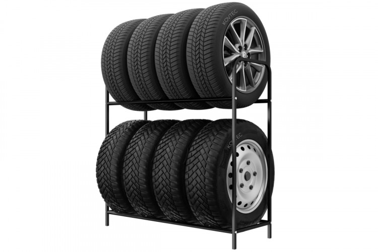 Regál na pneumatiky 8 místný, 105 cm, černý